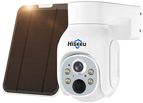 Hiseeu 4MP Solar Security Camera Outdoor Wireless,Solar Battery Powered,Waterproof Home Security CCTV WiFi Surveillance Outdoor,360° Color Night Vision (4MP Solar+PTZ Camera)
