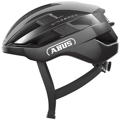 ABUS Rennradhelm WingBack – einfacher Roadhelm für sportliches Fahren im Alltag und in der Freizeit – für Erwachsene und Jugendliche – Dunkelgrau, Größe M
