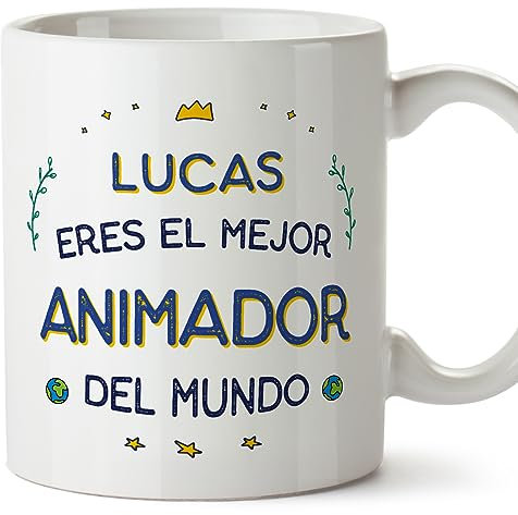MUGFFINS Tazas Personalizadas para ANIMADOR hombre - En Español - Mejor del Mundo - 11 oz / 330 ml - Regalo Personalizable original y divertido