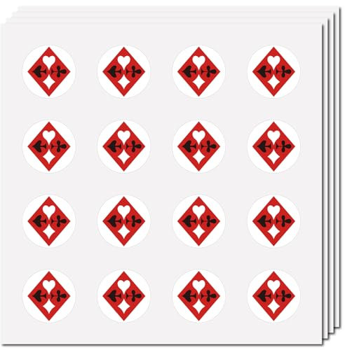 CREATCABIN 128 Stück Rhombus-Aufkleber,Poker,Vinyl-Aufkleber,Selbstklebend,Wasserfest,Rund,Große Rote Aufkleber Für Wasserflaschen,Laptop,Gepäck,Tasse,Computer,Mobiltelefon,Skateboard,2.5x2.5 cm