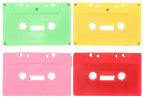 NUOBESTY Leere Audiokassetten Mit Transparentem Kunststoffgehäuse 4 Stück DIY Kassettenband Für Retro Wanddekoration Und Partygeschenke 4.3X2.8X0.8 Zoll