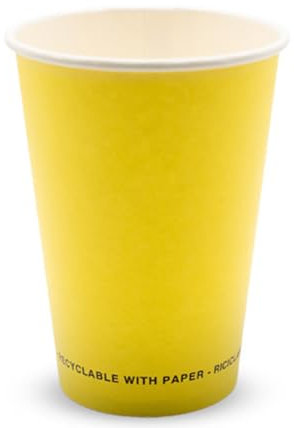 Bella Vita Bicchieri in Carta + PE Colore Giallo Confezione 25 Pz da 200 ml - 7 Oz Monouso