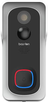 Beafon, Smart Home, Visitor 2V, Outdoor Videotürklingel mit Glocke und Winkel, Türklingel kabellos, Kamera Full HD 3 MP, 2,4G WiFi, Schutzklasse IP 54, autom. Alarmauslöser, Echtzeitvideos,