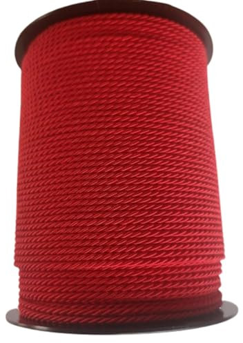 PIZZITALIANI Cordino collane - Cordoncino per braccialetti ROSSO, Diametro 2mm X 100m, Passamaneria Decorativa, Resistente e Flessibile, Cordone Intrecciato a 3 Capi, Made in Italy