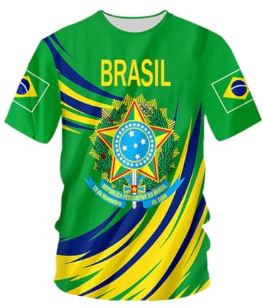 YuanDiann 2024 America Football Coupe T Shirts Brésil Ventilateurs Encourager Sport Casual Homme Femme Enfants Drapeau National Impression Manche Courte Séchage Rapide Respirant Tee Shirt