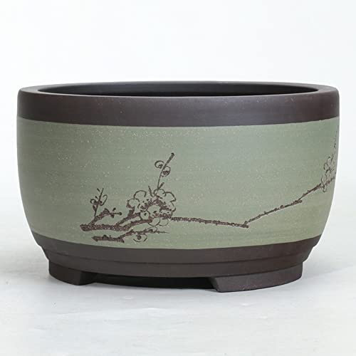 Runder lila Sand-Blumentopf für Sukkulenten, Bonsai-Topf, chinesischer Stil, Bonsai-Blumentopf, Keramik, Kunsthandwerk, Blumentopf, Heimdekoration