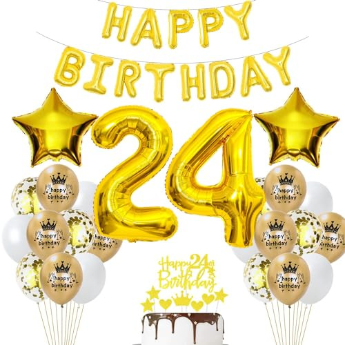 Luftballon 24. Geburtstag Deko Gold 24 Geburtstag Frau Gold Deko 24 Mann Frau Geburtstagsdeko 24 Jahre Luftballon 24 Jahr Ballons 24 Party Dekorationen