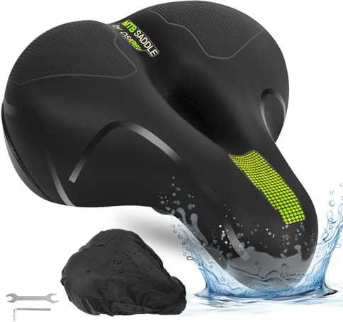 OSIGEI Fahrradsattel Bequem Weich Memory Foam Fahrrad Sattel Ergonomisch Fahrradzubehör Breit Fahrrad Sattel für Stadtfahrten, City MTB Fahrradsitz mit Werkzeug (Gelb)