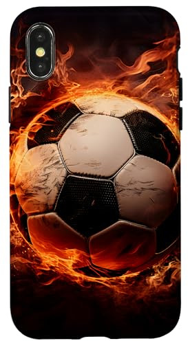 Fußball, Fußball auf Feuer Hülle für iPhone X/XS