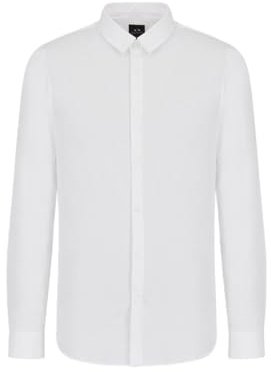 Armani Exchange Herren Slim Fit Stretch Button Down, Weiss/opulenter Garten, X-Klein
