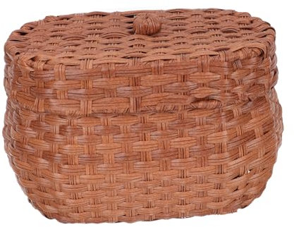 SHOWERORO Cesta Mimbre y Asa para Huevos Cesta Tejida De Ratán Imitación Huevera De Encimera Decorativa