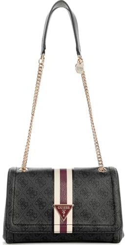 GUESS Damen Noelle Convertible Crossbody Flap Bag Handtasche, Anthrazit-Logo