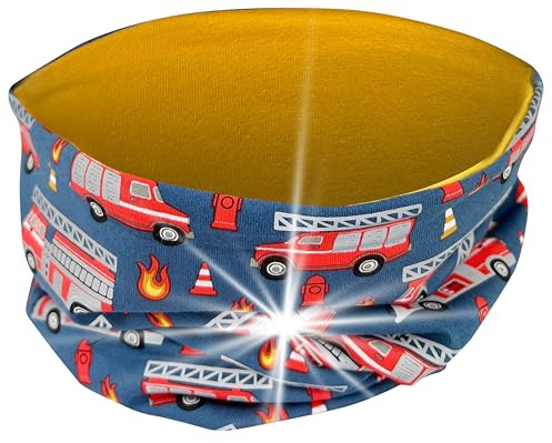 HECKBO 360° Reflektor Kinder Beanie Mütze oder Loop Schal - Vlies Stoff oder Jersey innen für Sommer Frühling Herbst Winter