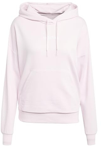 adidas Femme Essentials Linear French Terry Hoodie, Clear Pink/White, XS