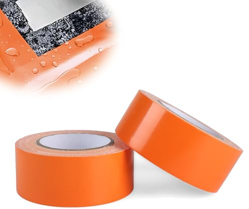 Supaway Ruban Adhésif Orange Résistant à l'Eau 50 mm x 30 m, Ruban Tissé Professionnel, 2 Rouleaux de Réparation, Détanchéité, Marquage, Bricolage, Idéal pour Réparations Intérieures et Extérieures