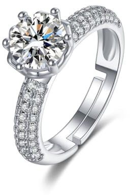 Anello intarsiato con zirconi con apertura regolabile e anello intarsiato con diamanti per ragazze e ragazze, Acciaio inossidabile, Zircone sintetico