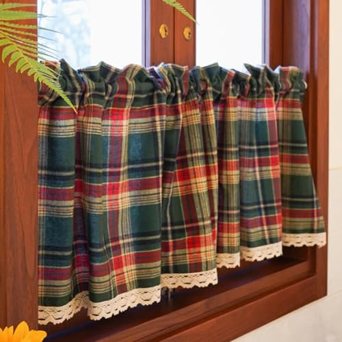 Retro Plaid K Schrankvorhänge für Privatsphäre, kleiner Schrankvorhang für unter der Spüle, Schranktür und Balkon