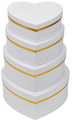 Oairse 4er-Set Geschenkbox Herzform Aufbewahrungsbox mit Deckel Geschenkschachtel Karton Blumenbox Ordnungsboxen Geschenkbox Karton Schmuckschachtel Geschenkbox Geburtstag muttertagsgeschenk