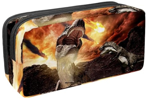VAPOKF Federmäppchen, Federmäppchen, Schüler-Schreibwaren-Tasche für Teenager, Jungen, Mädchen, Schule, Bürobedarf – Kampf gegen Jura-Dinosaurier, multi, 2.3x8.2x3.9in/6x21x10cm, Taschen-Organizer