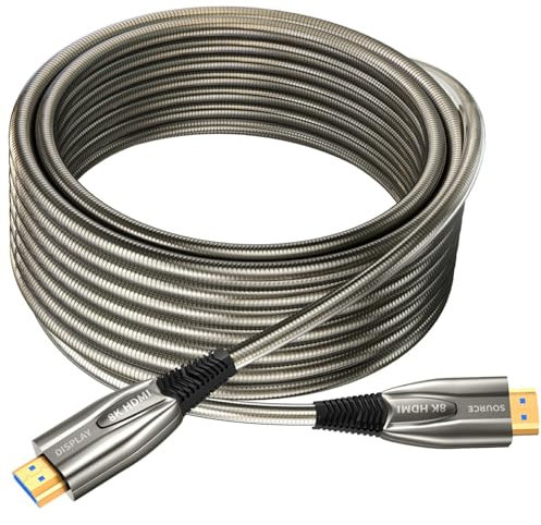 Ploiwue 8K HDMI opticafiber cable 40m Metal Armor Jacket active optical AOC 2.1cable 48Gbps ultra high speed cable Function for HDTV/Projec tor Home Theatre Gaming box Blu ray player projector