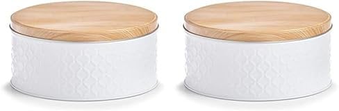 Zeller 19336 Dose Scandi, Metall, weiß, ca. Ø 20 x 9,3 cm, Aufbewahrung von Keksen, Süßigkeiten, trockene Lebensmittel (Packung mit 2)