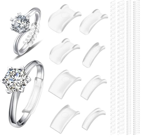KFHENSOMR 12 Stück Ringverkleinerer Unsichtbarer Silikon Ring Verkleinerung für Breite Ringe Unsichtbarer Ringgrößenversteller passend für alle Ringe verschiedene Größen