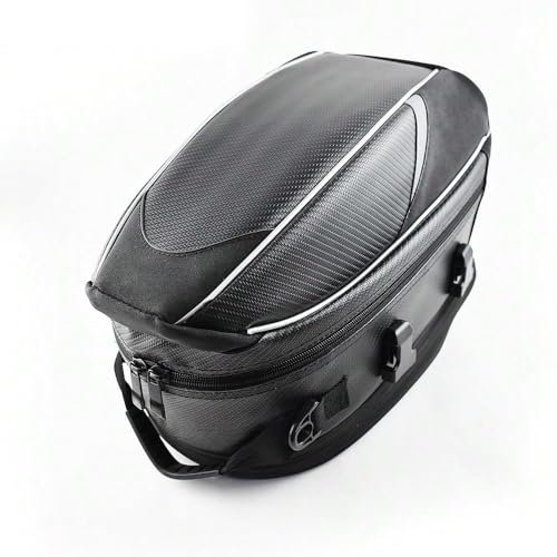QQLADY Hecktasche Motorrad für Harley Davidson Road King Special, Motorrad Rücksitztasche, Wasserdicht Erweiterbar Sozius Gepäcktasche, Große Kapazität Motorrad Hecktasche Zubehör,B Black+White