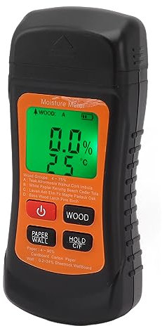Digitalstift Typ Holzfeuchtigkeitsmesser Holzfeuchtigkeitstester mit Hintergrundbeleuchtungsfunktion für Brennholz Holz Feuchtigkeitszähte Digitalstift Typ Holz Moisture Metermoisture Messgerät für
