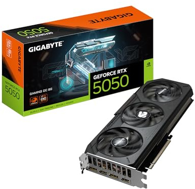 GIGABYTE GeForce RTX 5050 Gaming OC 8G Carte Graphique 8 Go 128 Bits GDDR6, PCIe 5.0, système de Refroidissement WINDFORCE, GV-N5050GAMING OC-8GD Carte vidéo