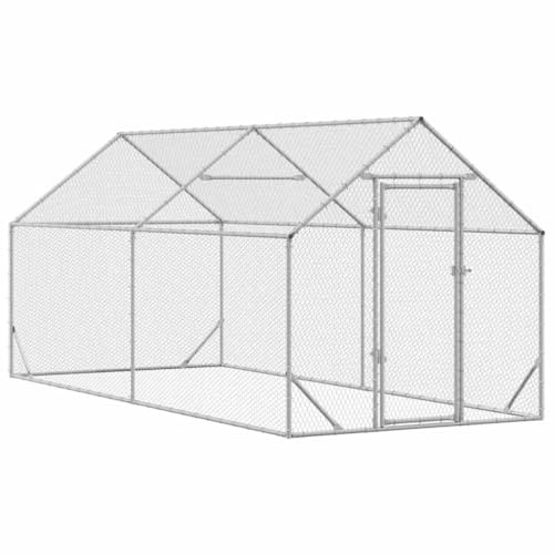 vidaXL Hühnerkäfig Silber 400 x 170 x 177 cm Verzinkter Stahl
