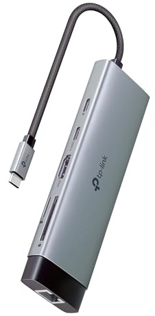 TP-Link Adaptador multipuerto USB C 9 en 1 UH9120C | HDMI 4K a 60Hz, Ethernet 1×1G, SD y microSD, Entrega de energía de 100W, 1 USB-C + 3 Puertos de Datos USB-A | Divisor de Alta Velocidad de 5 Gbps