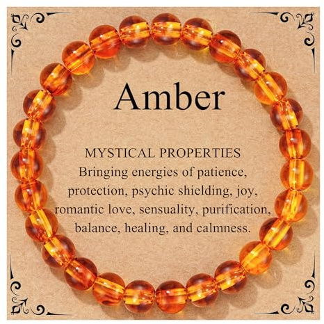 DORANA Natural Baltic Amber Bracelet Handmade Raw Polished Round Stretch Amber Beads Bracelet Hypoallergenic Healing Luck Jewellery Gifts for Women 6mm/8mm/10mm