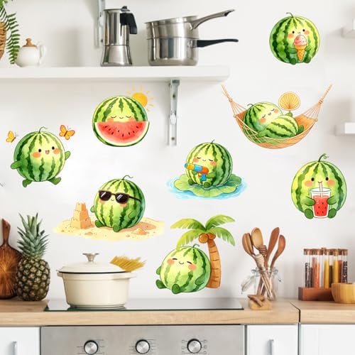 HGDESIGN® Wandtattoo Wandaufkleber Lustige Gemüse Obst Früchte Wassermelon Wandsticker Wanddeko für Küche Esszimmer (D)