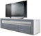 Vladon Lowboard Valencia, Made in Germany, TV-Kommode mit 1 offenem Fach und 2 Klappen, Weiß matt/Avola-Anthrazit/Avola-Anthrazit (155 x 46 x 40 cm)