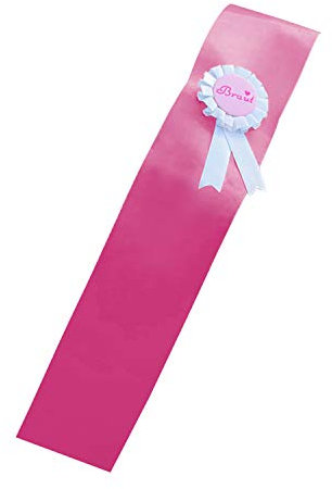Oblique Unique Schärpe Braut Security Hochzeit Geburtstag 18 – wählbar (Pink mit Braut Button)