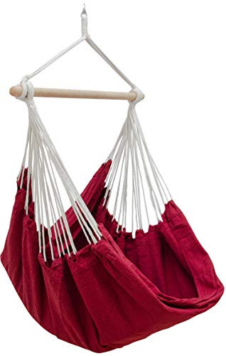 Eyepower XXL Hängesessel 185x130cm Hängestuhl bis 150 kg Baumwolle Hängesitz 2 Personen Hängematte Hängeschaukel Bordeaux Rot