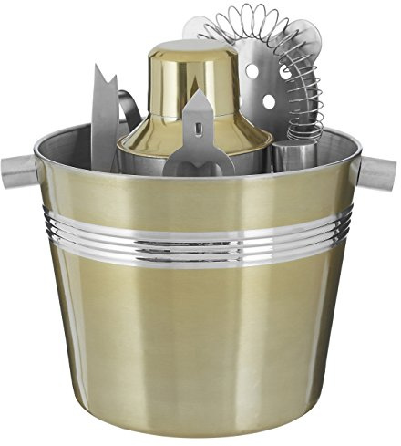 Premier Housewares Brushed Brass Finish Bar Set, Brass