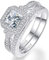 Bonlavie Engagement Rings Set for Women Princess and Round Cut White Cubic Zirconia Bridal Wedding Rings Set