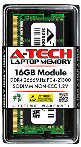 A-Tech 16GB DDR4 2666MHz PC4-21300 (PC4-2666V) CL19 SODIMM 1.2V 260-Pin Non-ECC SO-DIMM Laptop Notebook Módulo de memoria RAM