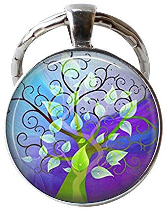 Portachiavi a forma di albero della vita, in vetro, personalizzabile