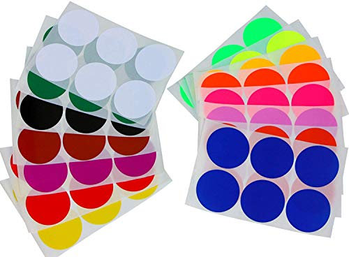 ZARRS Runde Etiketten, rund, 14 Farben, selbstklebend, 50 mm, handgeschrieben, für Kalender, Farbcodierung, DVD, Schulbücher