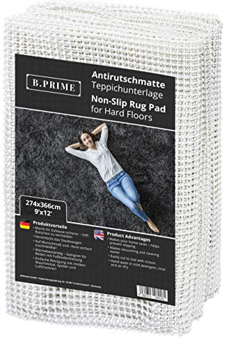 B.PRIME 274x366cm Antirutschmatte Universal I Teppichunterlage I Teppichunterleger I Teppichunterlage I Rutschschutz für Teppich I Teppichstopper