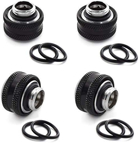 SDTC Tech Kompressionsschlauch für PC-Wasserkühlung, Metall, PETG-Schlauch, 4 Stück 12mm ID 16mm OD