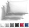 Alreya 2er-Set Mako Satin Kissenbezug 40 x 80 cm - 100% Baumwolle mit YKK Reißverschluss, Superweicher Kopfkissenbezug 40x80, Kissenhülle, Oeko-TEX® Standard Zertifiziert, Weiß, nur Kissenbezug