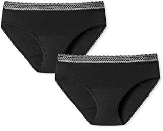 Schiesser Damen 2 Pack Menstruationswäsche/Periodenslip Auslaufsicher - Secret Care Tiefschutz, Schwarz_176299, 50-52 EU