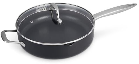 zyliss E980179 Ultimate Pro Padella Sauté Con Labbro Versato, 28cm, Alluminio, Nero, Rivestimento Antiaderente, Adatto a tutti i piani cottura, Lavastoviglie antiaderente