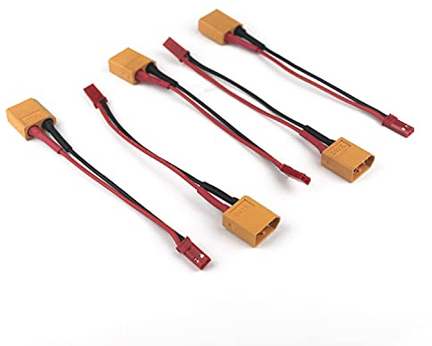 Taikuwu XT60 to JST Adapter Cable 5 Pack – 10cm 20AWG Silicone Wire for RC Battery Charger, Drone, FPV Racing & DIY Electronics