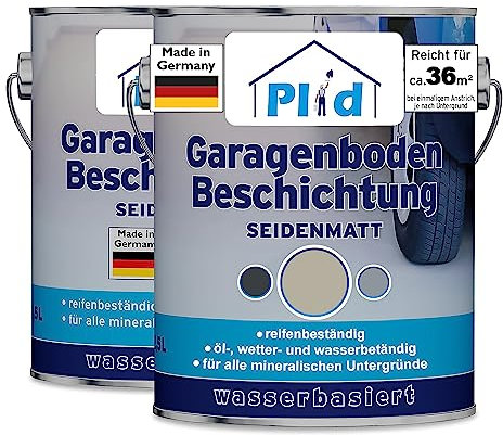 Plid® Garagenbodenbeschichtung Betonfarbe Außen & Innen frostsicher [5L Kieselgrau] - Wasser & Wetterbeständig Bodenbeschichtung