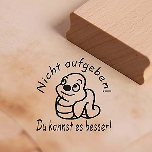 Raupe Motivstempel Stempel mit Spruch - Nicht aufgeben, du kannst es besser - Abdruck 28x28mm | Dekolando