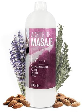 Aceite de Almendras Dulces, Romero, Lavanda e Hinojo | Aceite para Masajes profesionales | Aceite corporal | 1L
